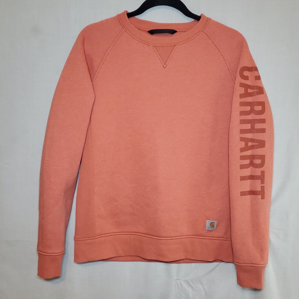 Carhartt Women's Relaxed Fit Sweatshirt Coral Woman's M Carhartt Graphic Sleeve
